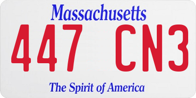 MA license plate 447CN3