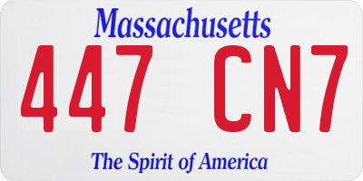 MA license plate 447CN7