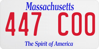 MA license plate 447CO0