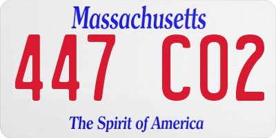 MA license plate 447CO2