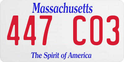 MA license plate 447CO3