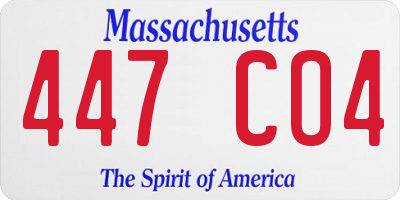 MA license plate 447CO4