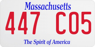 MA license plate 447CO5