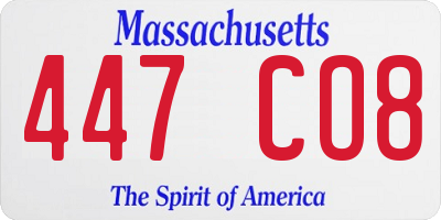 MA license plate 447CO8