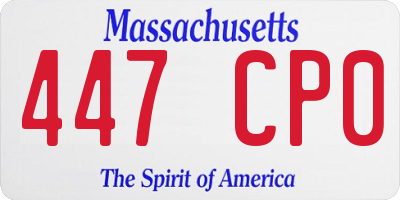 MA license plate 447CP0