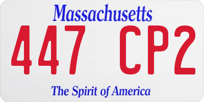 MA license plate 447CP2