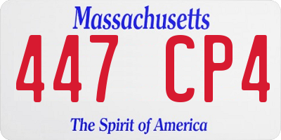 MA license plate 447CP4
