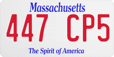 MA license plate 447CP5