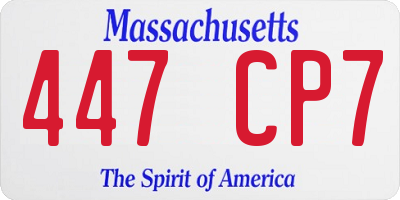 MA license plate 447CP7