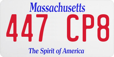 MA license plate 447CP8