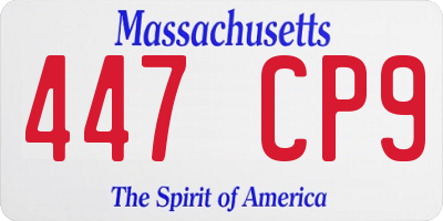 MA license plate 447CP9