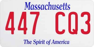 MA license plate 447CQ3