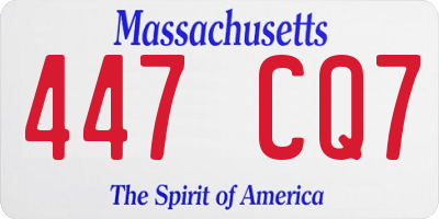 MA license plate 447CQ7