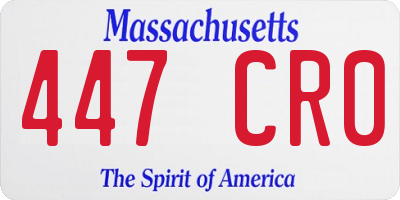 MA license plate 447CR0
