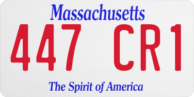 MA license plate 447CR1