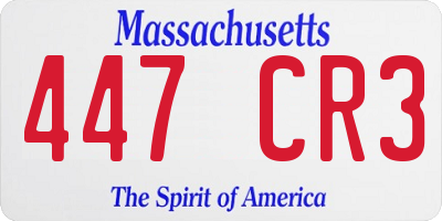 MA license plate 447CR3