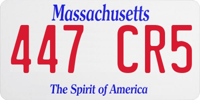 MA license plate 447CR5