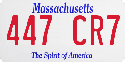 MA license plate 447CR7