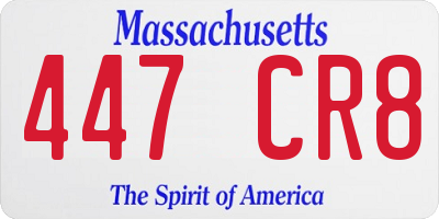 MA license plate 447CR8