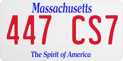 MA license plate 447CS7