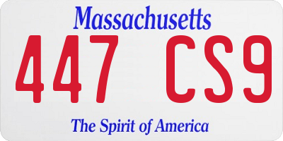 MA license plate 447CS9