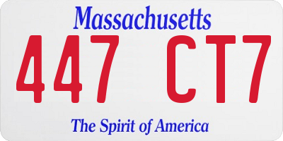 MA license plate 447CT7