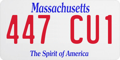 MA license plate 447CU1