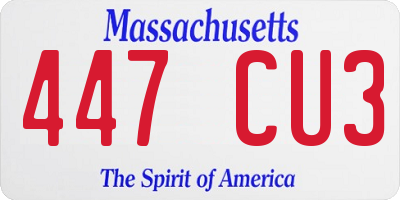 MA license plate 447CU3