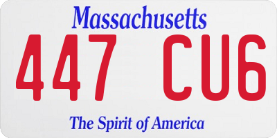 MA license plate 447CU6