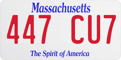 MA license plate 447CU7