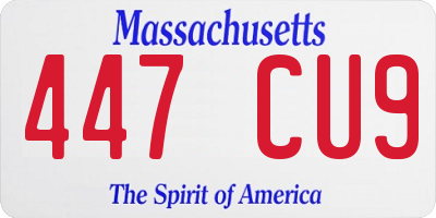MA license plate 447CU9