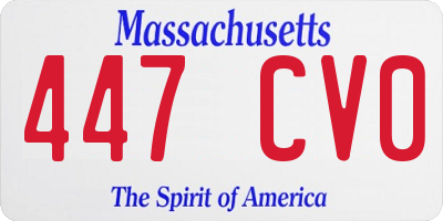 MA license plate 447CV0