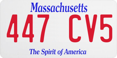 MA license plate 447CV5