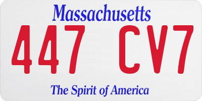 MA license plate 447CV7