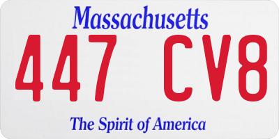 MA license plate 447CV8