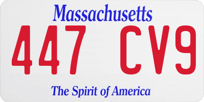 MA license plate 447CV9
