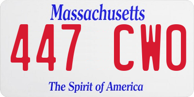 MA license plate 447CW0
