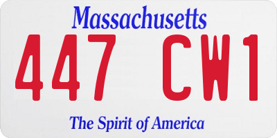 MA license plate 447CW1