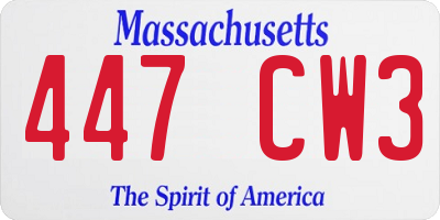 MA license plate 447CW3
