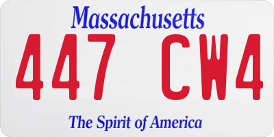 MA license plate 447CW4