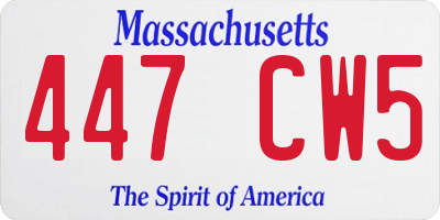 MA license plate 447CW5