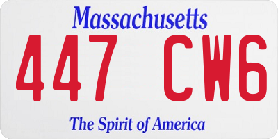 MA license plate 447CW6