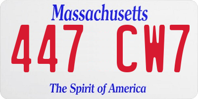 MA license plate 447CW7