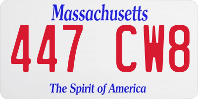MA license plate 447CW8