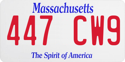 MA license plate 447CW9