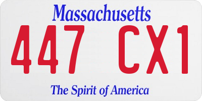 MA license plate 447CX1