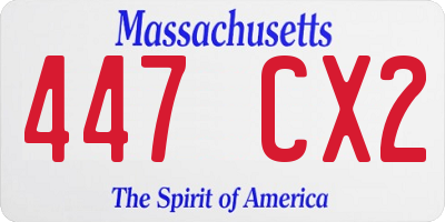 MA license plate 447CX2