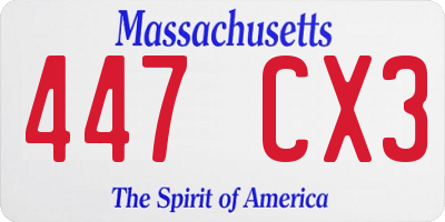 MA license plate 447CX3