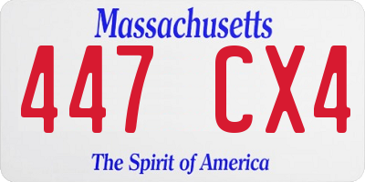 MA license plate 447CX4