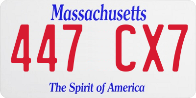 MA license plate 447CX7